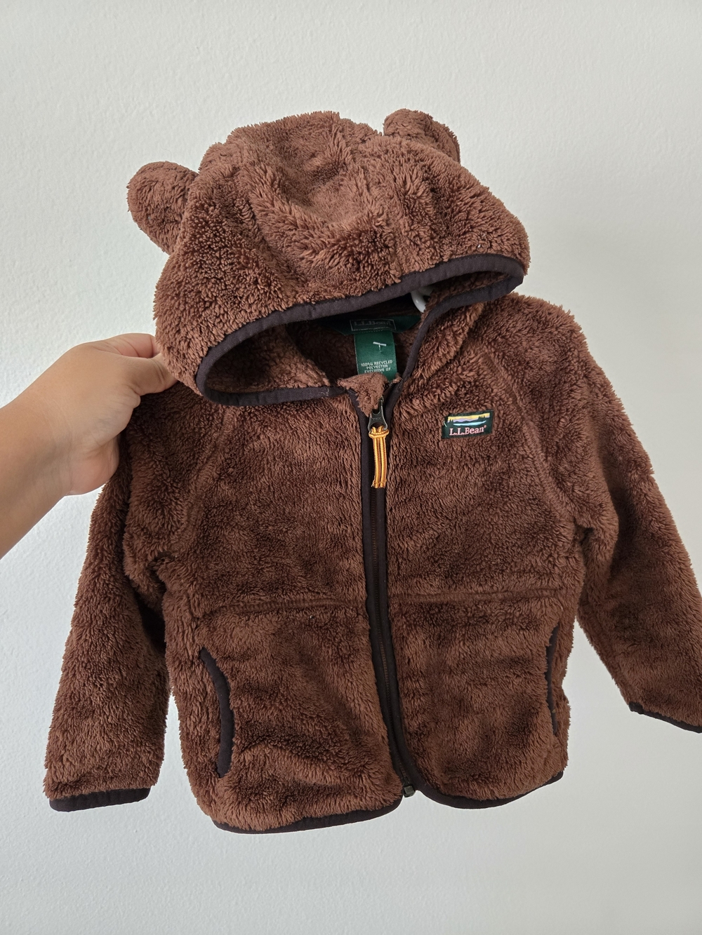 L.L. Bean Brown Teddy Hooded Fleece Jacket for Kids Size 2T